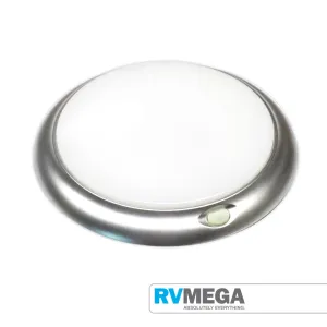 200mm Dome Light - SILVER 10-30v Cool White & Blue