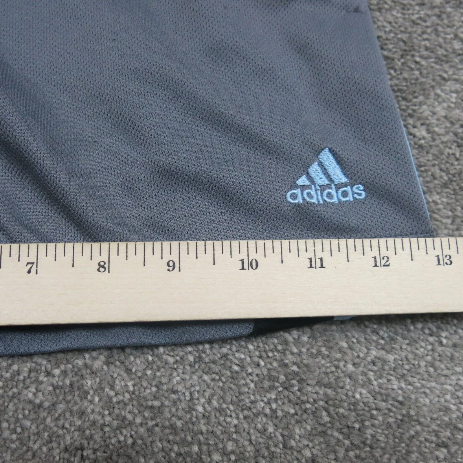 Adidas Running Shorts Boys Medium M Gray 3 Striped Activewear Logo Shorts