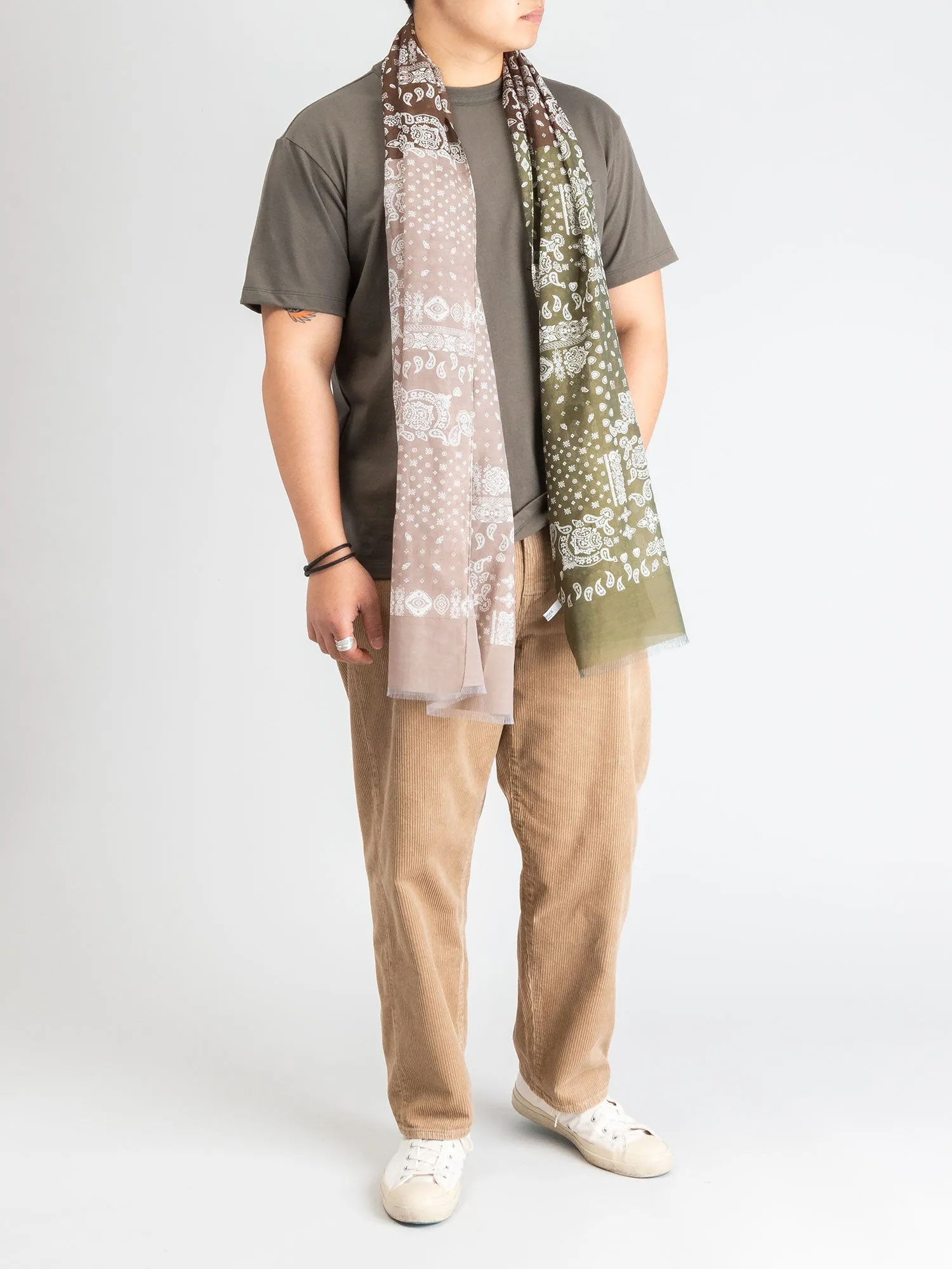 Bandana Silk Blend Scarf in Earth Tones