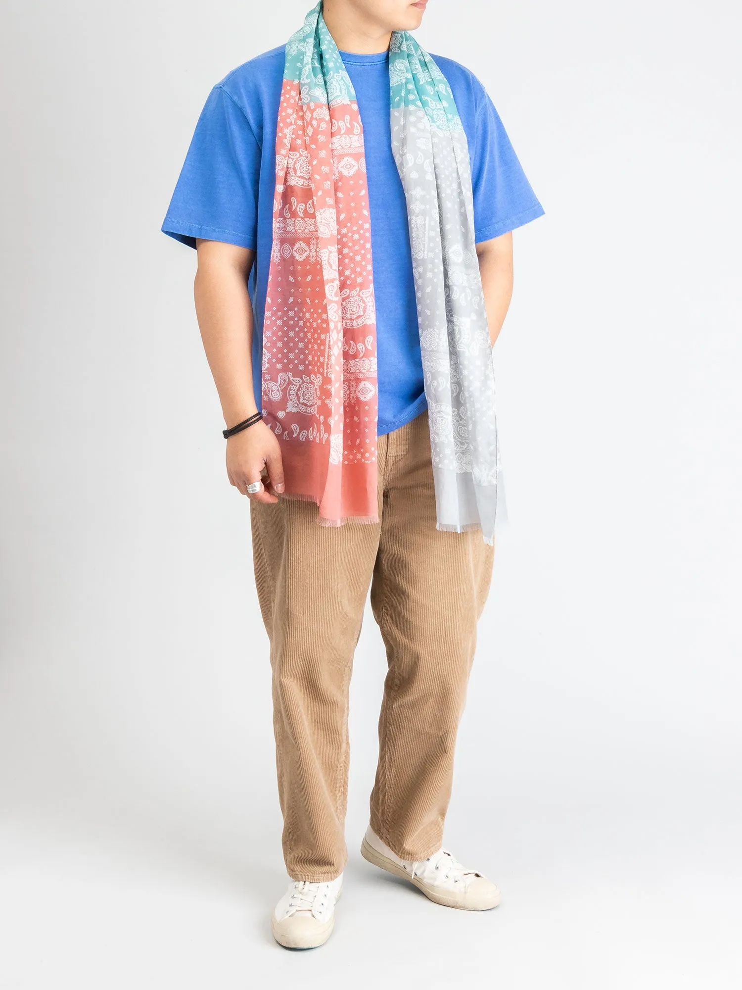 Bandana Silk Blend Scarf in Vintage Pastel