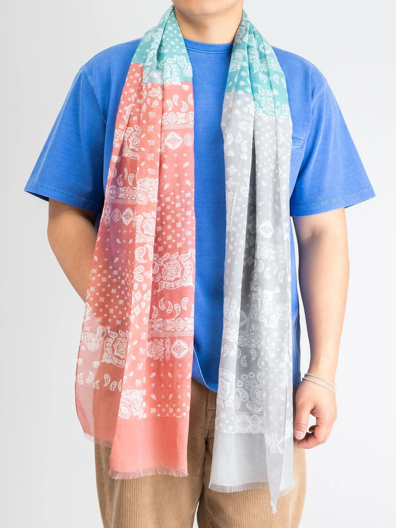 Bandana Silk Blend Scarf in Vintage Pastel