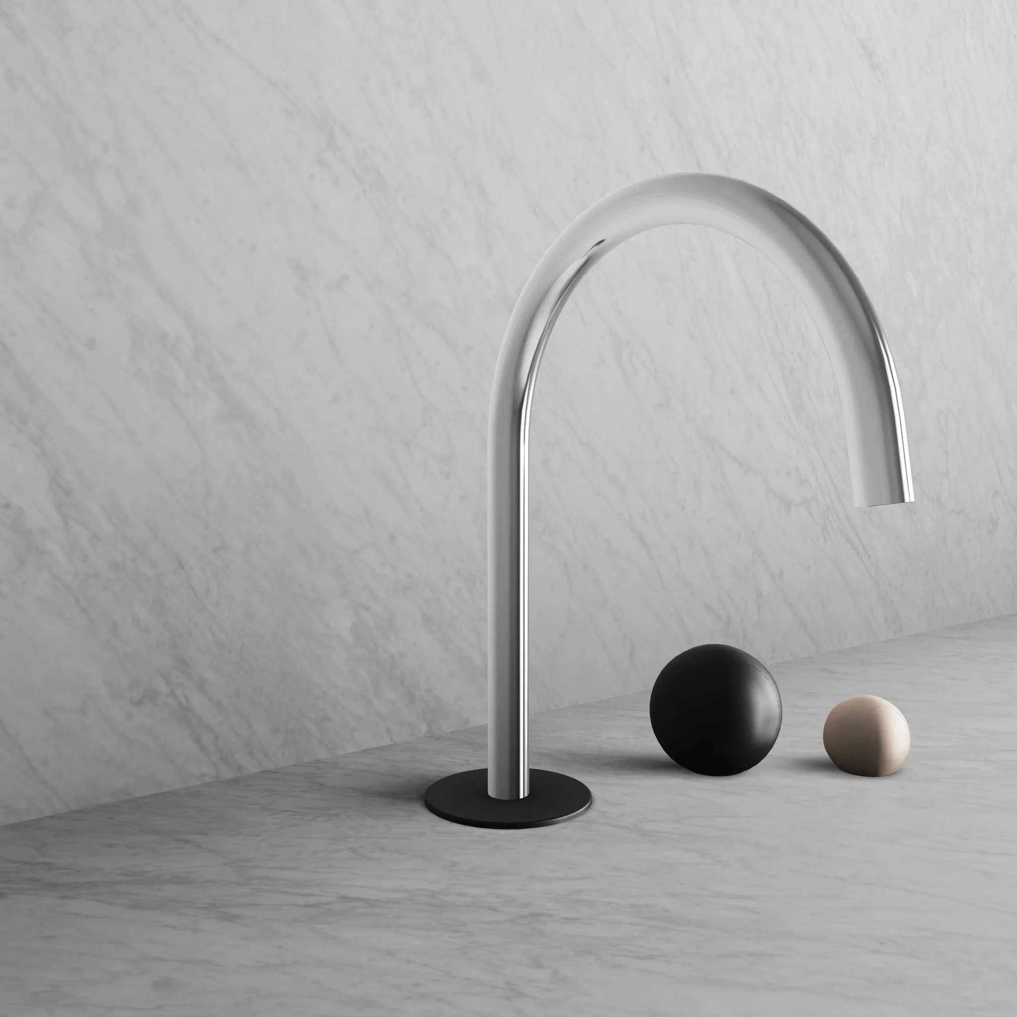 BARiL B35-8100-00L-CK-050 Wall-Mounted Lavatory Faucet Spout With Deck Mounted Handles