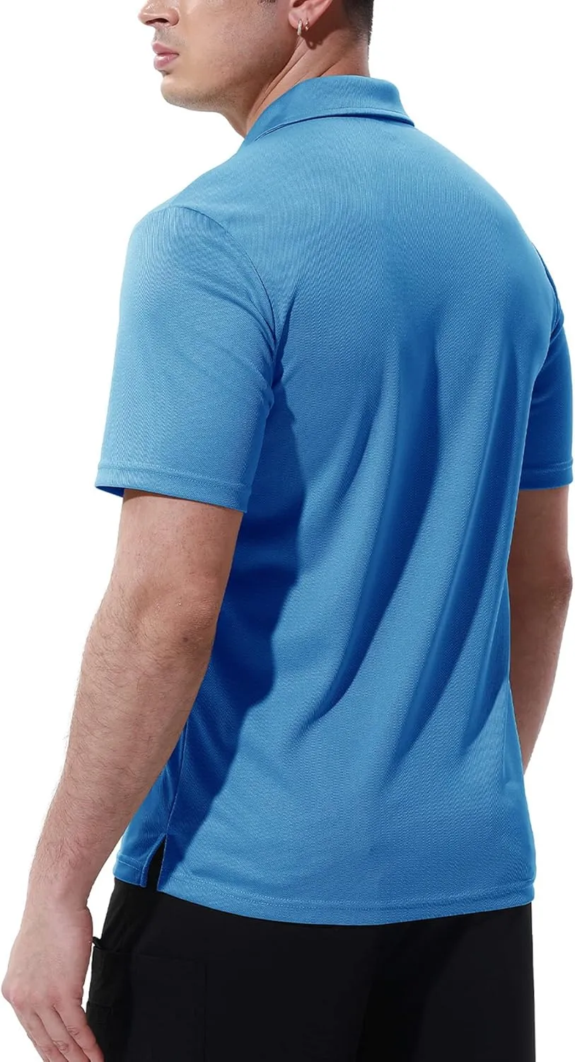 BASUDAM Men's Polo Shirts with Pocket Quick Dry Short Sleeve Active Performance