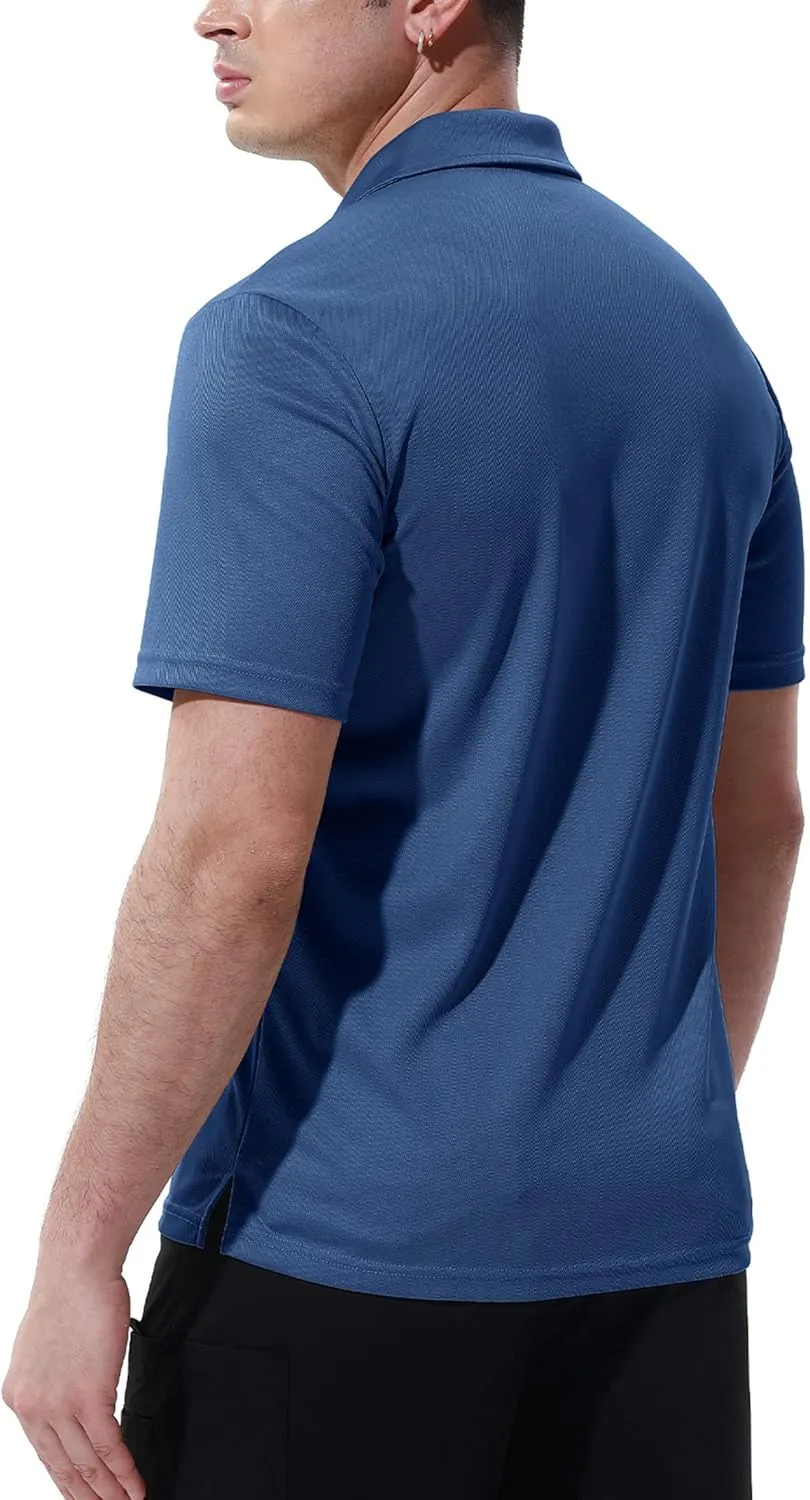 BASUDAM Men's Polo Shirts with Pocket Quick Dry Short Sleeve Active Performance