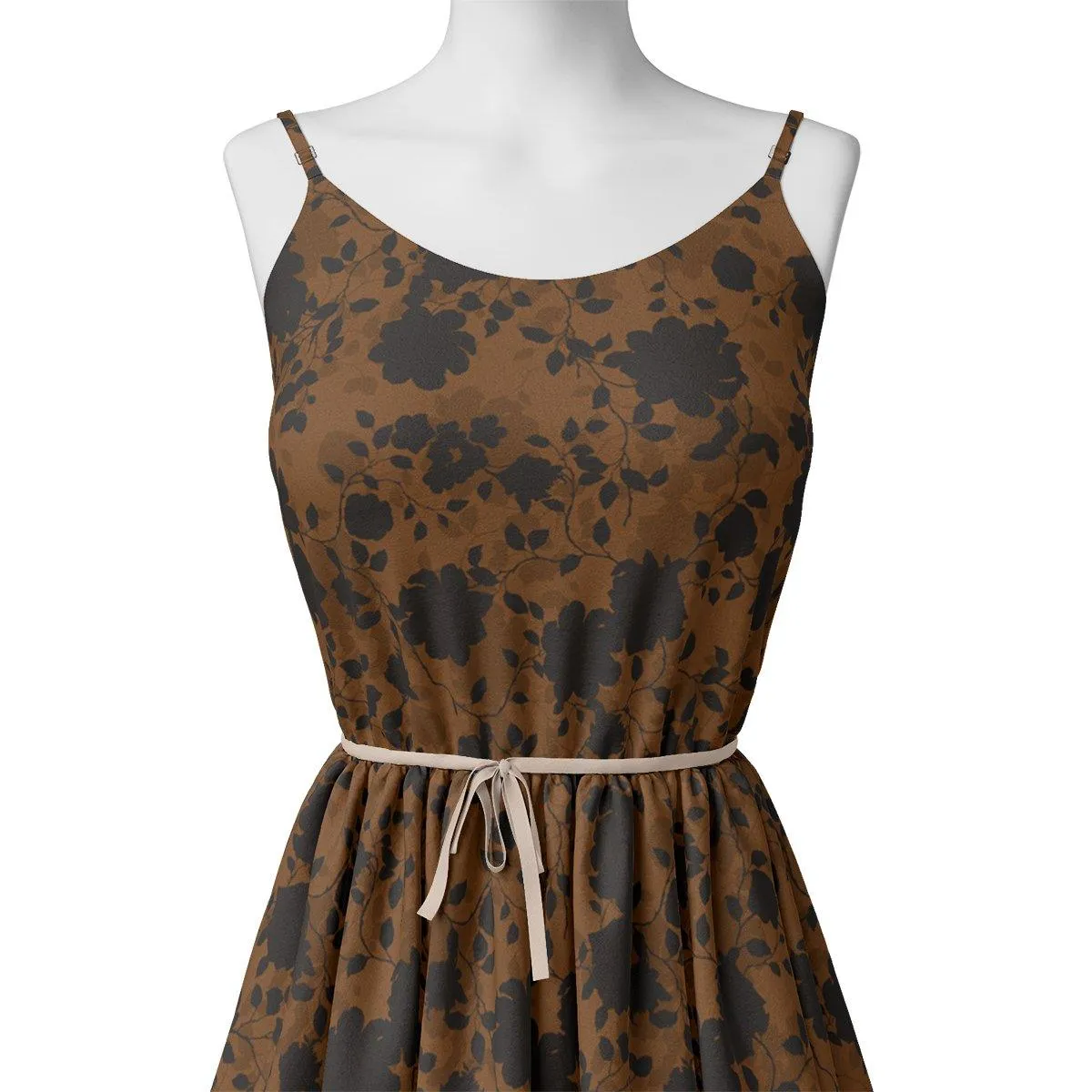 Black And Rustic Look Flower Digital Printed Fabric - Muslin