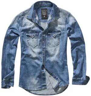 Brandit Riley Denim Long Sleeve Shirt, Light Blue