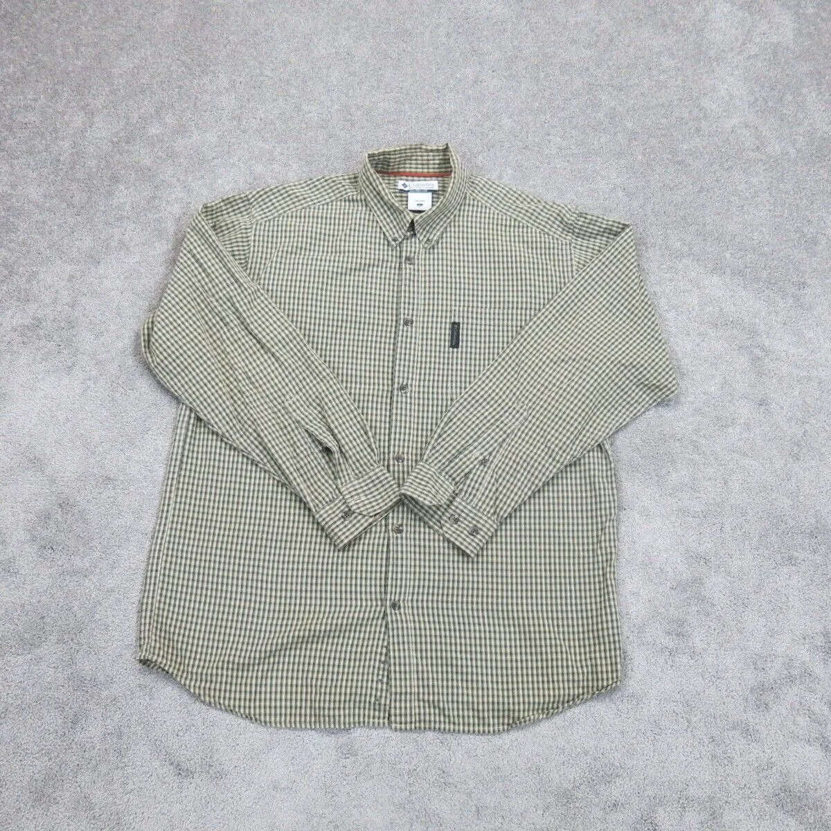 Columbia Sportswear Mens Button Down Shirt Long Sleeves Gray Green Size Large