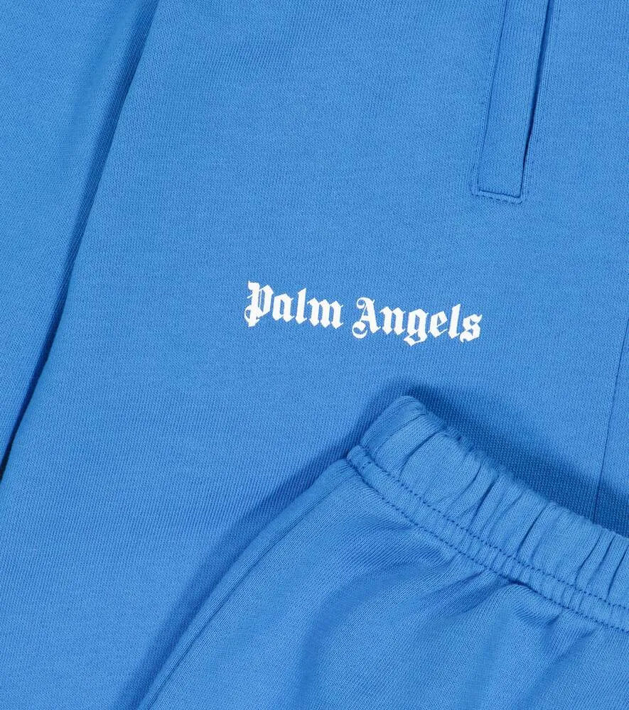 Cotton Jersey Sweatpants with Palm Angels Logo, Blue