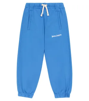 Cotton Jersey Sweatpants with Palm Angels Logo, Blue