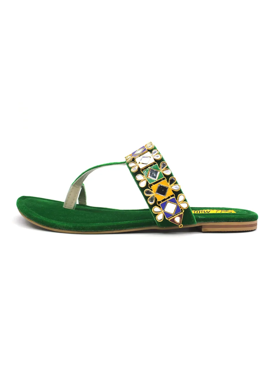 Green Fancy Kohlapuri Chappal