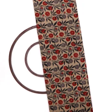 Grey and Red Cherry Print Cotton Fabric
