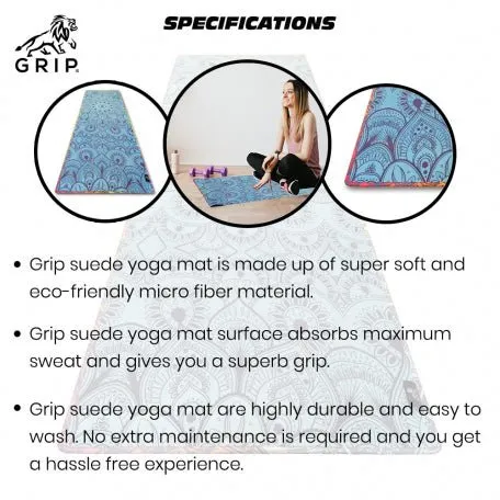 Grip Suede Yoga Mats 24 Inches X 72 Inches, 7MM Thickness, Suede Yoga Mats For Men & Women.