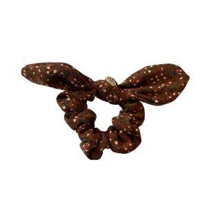 Halo Luxe Elsie Printed Corduroy Scrunchie - Brown Floral
