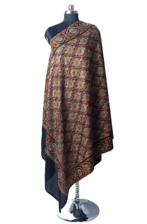 Majestic Medley Merino Wool Hand Embroidered Sozni Shawl