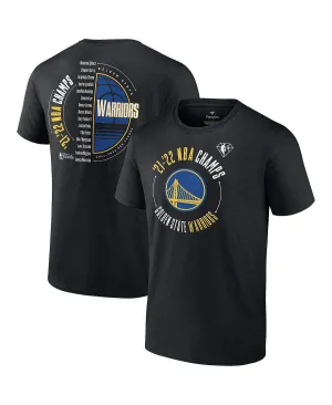 Men's branded black t-shirt golden state warriors 2022 nba finals champions drive list roster Fanatics black