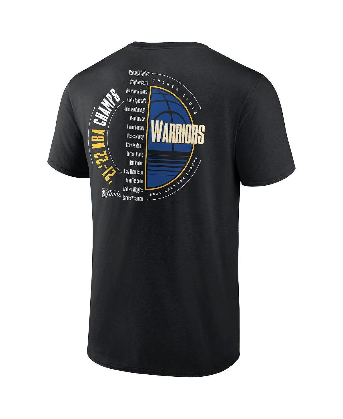 Men's branded black t-shirt golden state warriors 2022 nba finals champions drive list roster Fanatics black
