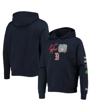Men's dark blue boston red sox city transit pullover New Era hoodie, blue