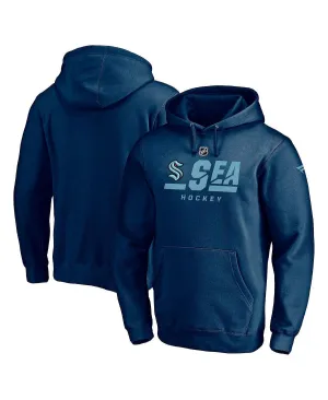 Men's signature navy blue hoodie seattle kraken authentic pro secondary logo Fanatics blue