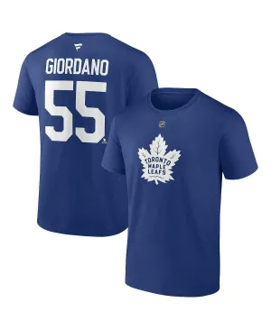 Men's T-shirt mark giordano blue with toronto maple leaves authentic stack name & number Fanatics, blue