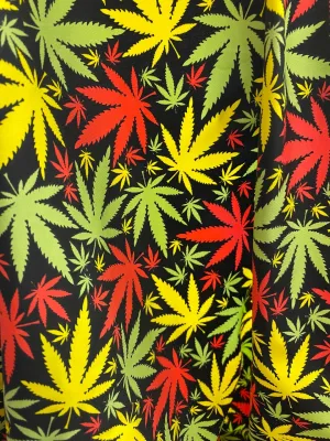 Multi Color Weed Leaf Spandex (by the yard)