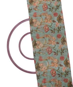 Olive Green Floral Print Chiffon Fabric