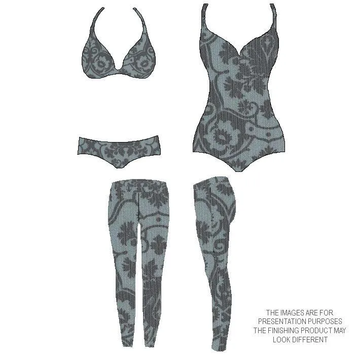 P-36-4565 | geometry, manila, gray scale, drawing Printed Spandex