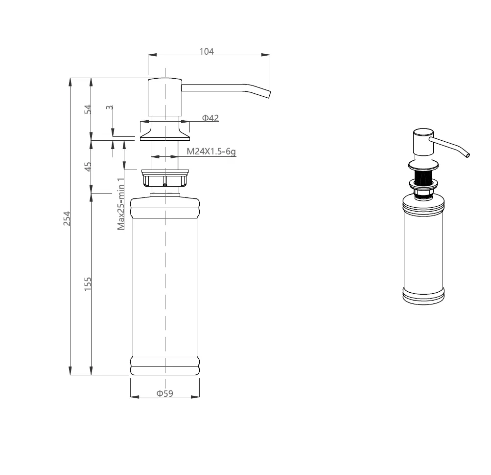Quadron Keira Matte Black liquid dispenser
