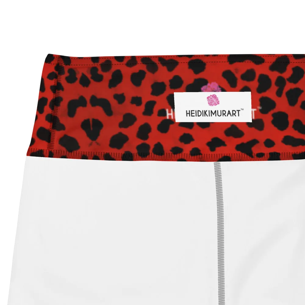 Red Cheetah Print Yoga Leggings, Leopard Animal Print Long Women's Gym Tights-Made in USA/EU/MX