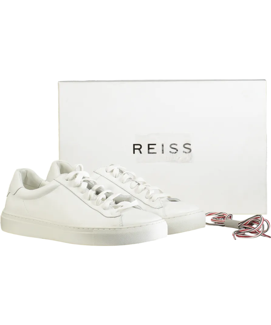 REISS White Finley Low Top Leather Trainers UK 9 EU 43 👞