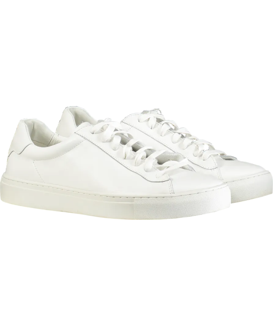 REISS White Finley Low Top Leather Trainers UK 9 EU 43 👞
