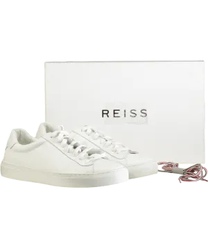 REISS White Finley Low Top Leather Trainers UK 9 EU 43 👞
