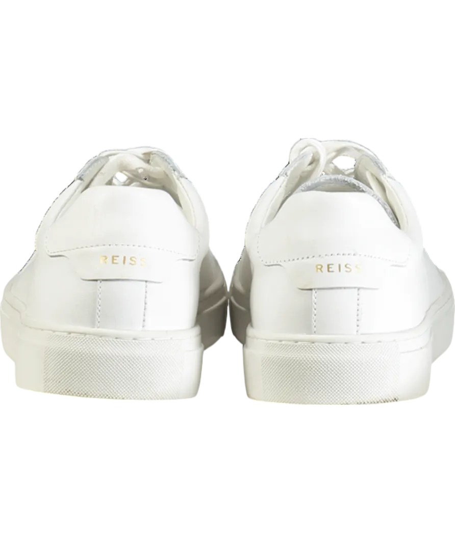 REISS White Finley Low Top Leather Trainers UK 9 EU 43 👞