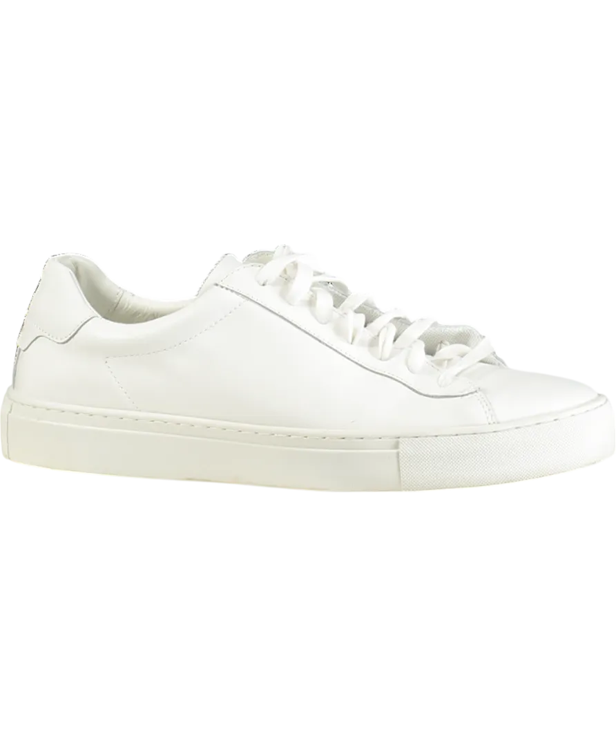 REISS White Finley Low Top Leather Trainers UK 9 EU 43 👞