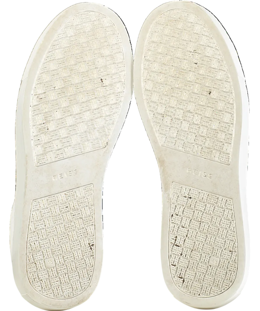 REISS White Finley Low Top Leather Trainers UK 9 EU 43 👞