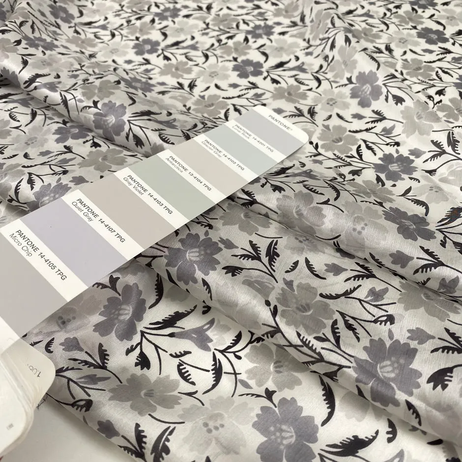 Silk Canvas With Flower Printing - Sample