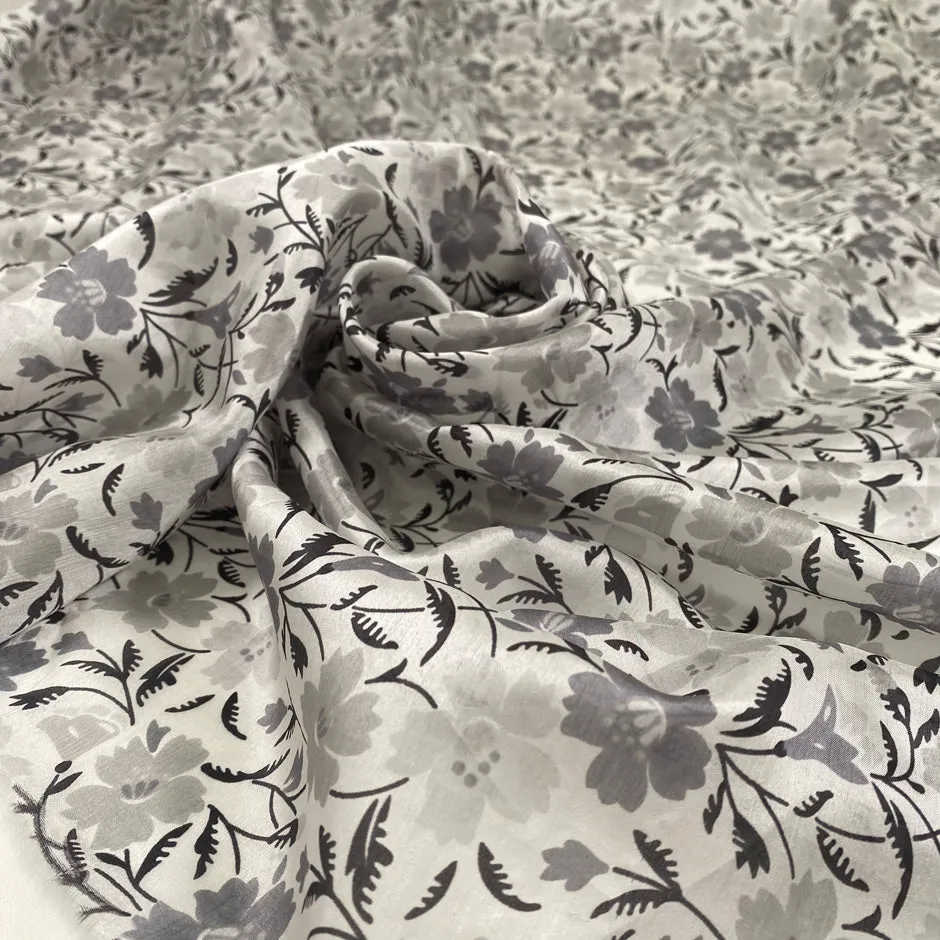 Silk Canvas With Flower Printing - Sample