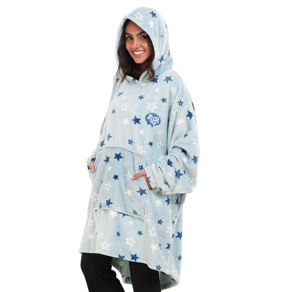 Snuggs Blanket Hoodie Pastel Blue Stars