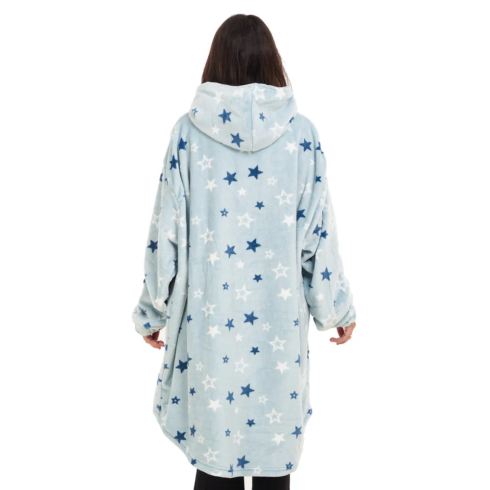 Snuggs Blanket Hoodie Pastel Blue Stars