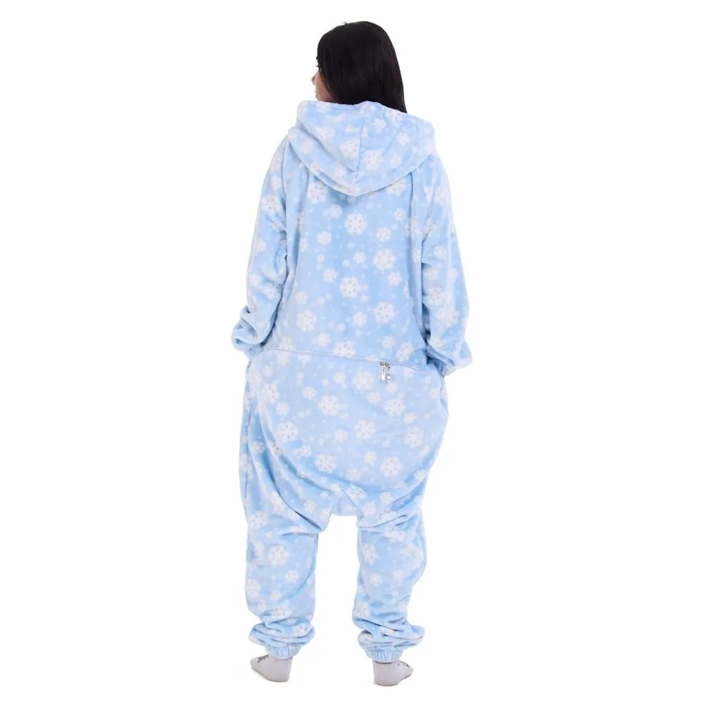 Snuggs Blanket Onesie Light Blue Snowflakes