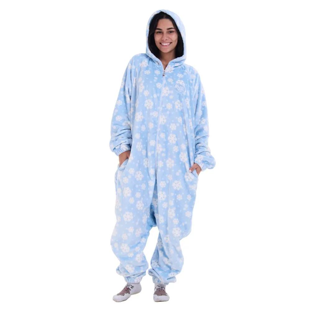 Snuggs Blanket Onesie Light Blue Snowflakes