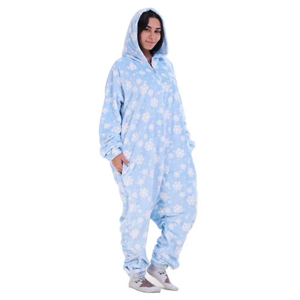Snuggs Blanket Onesie Light Blue Snowflakes