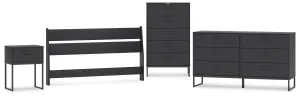 Socalle Queen Panel Headboard with Dresser, Chest and Nightstand in Black