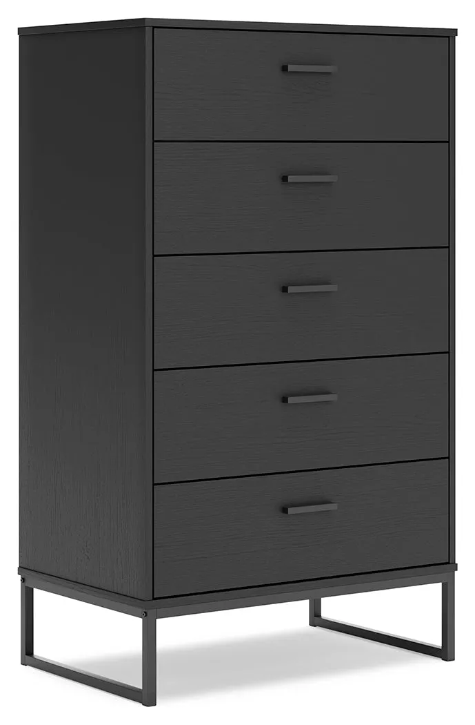 Socalle Queen Panel Headboard with Dresser, Chest and Nightstand in Black
