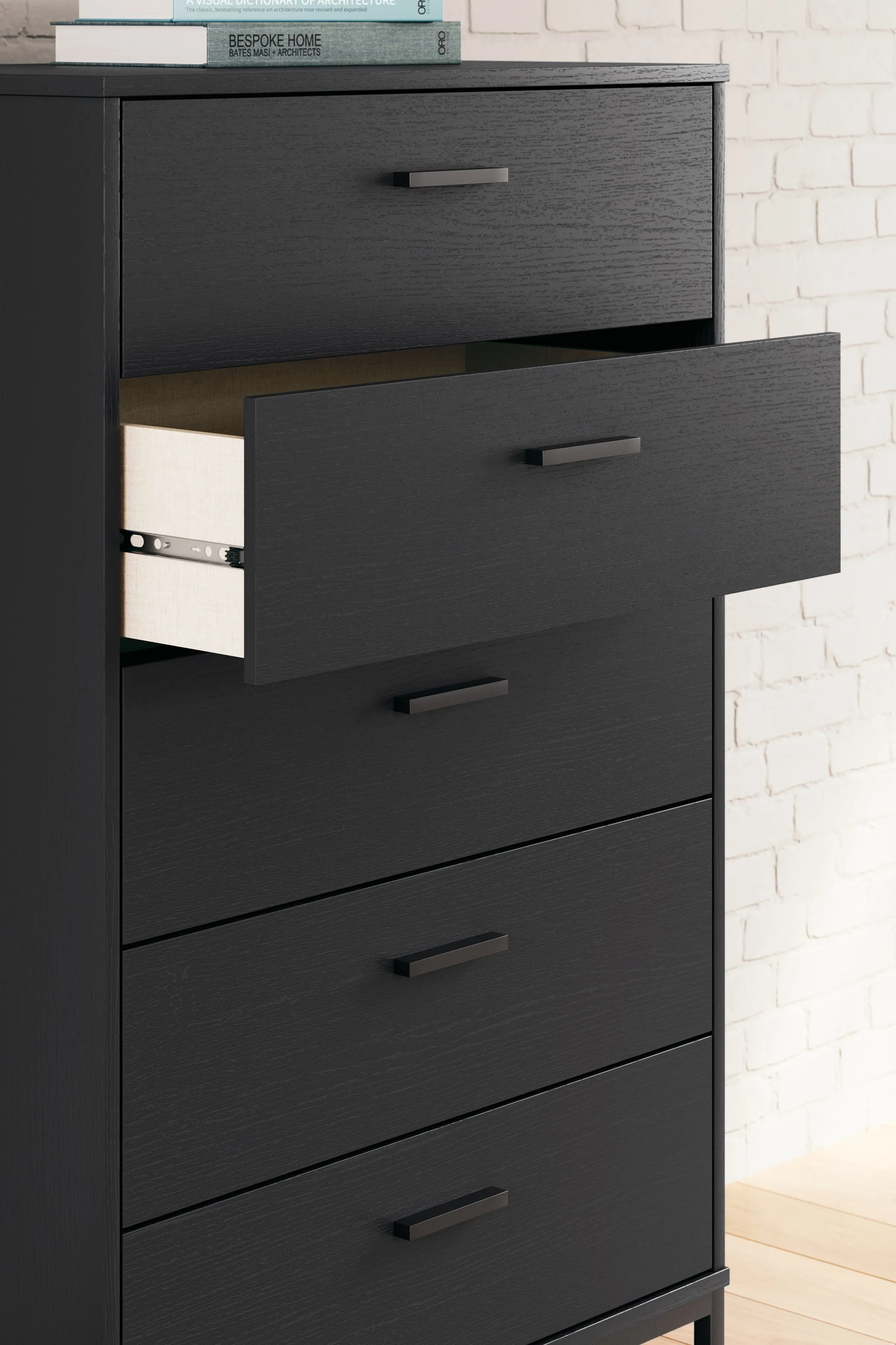 Socalle Queen Panel Headboard with Dresser, Chest and Nightstand in Black