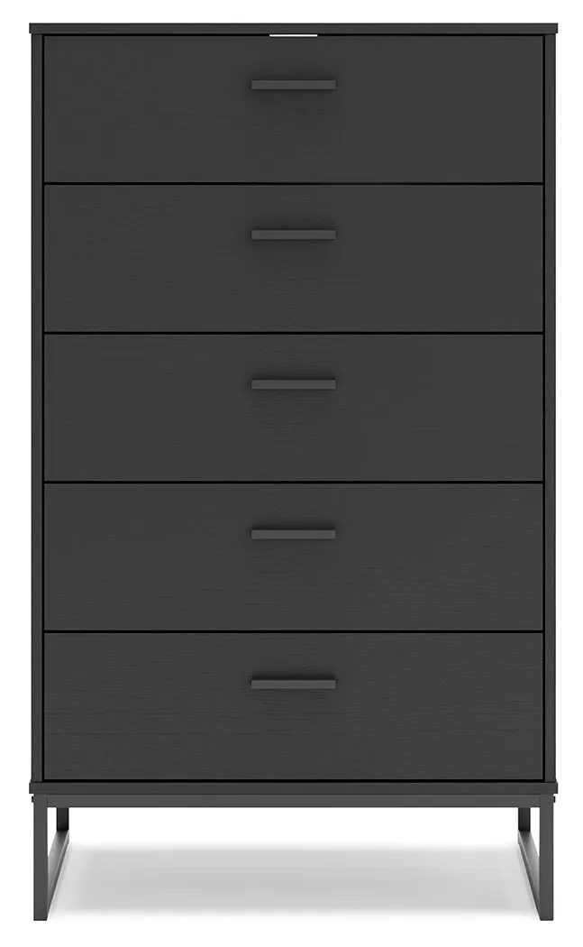 Socalle Queen Panel Headboard with Dresser, Chest and Nightstand in Black