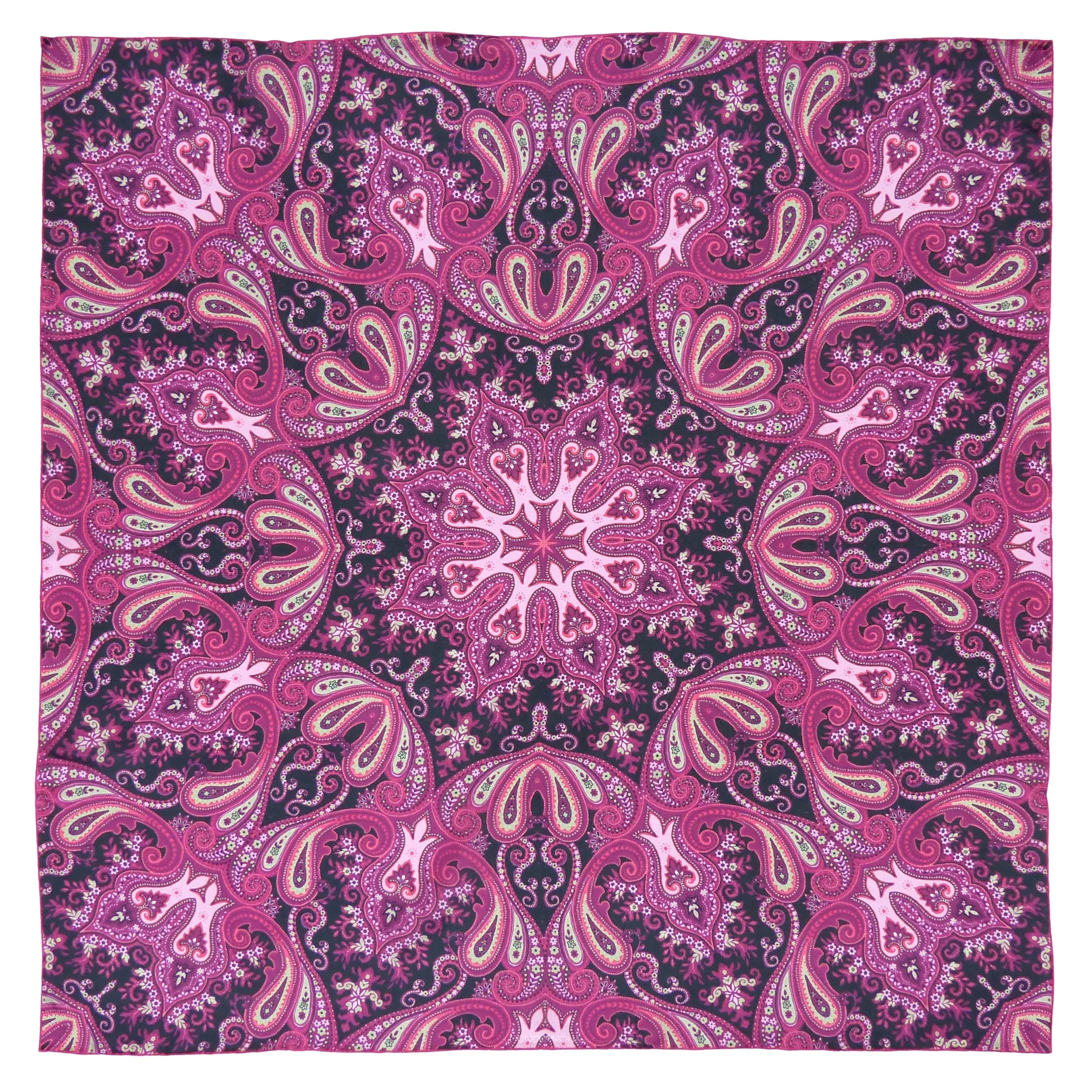 Square Silk Scarf (90cm) - Parsley Pink/Black