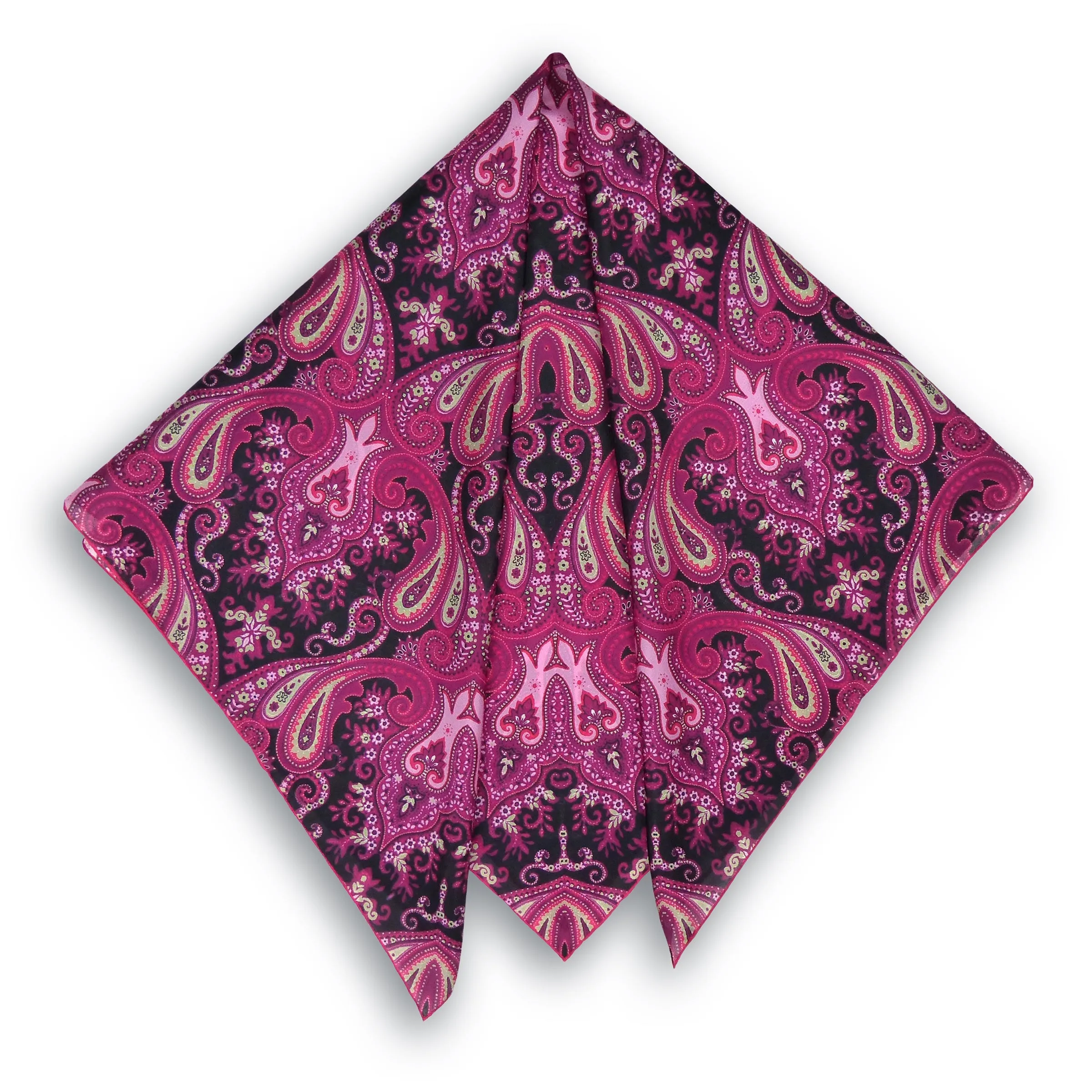 Square Silk Scarf (90cm) - Parsley Pink/Black