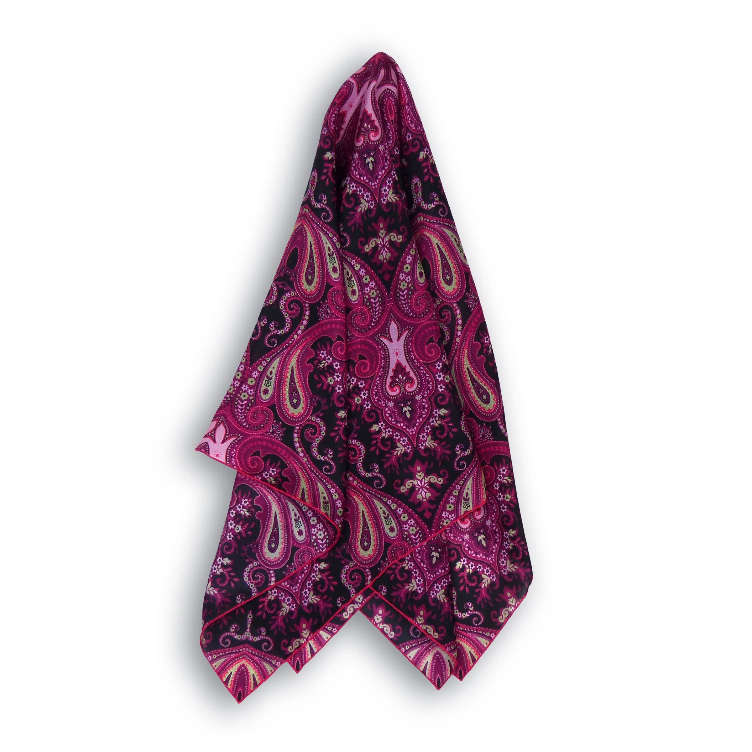 Square Silk Scarf (90cm) - Parsley Pink/Black