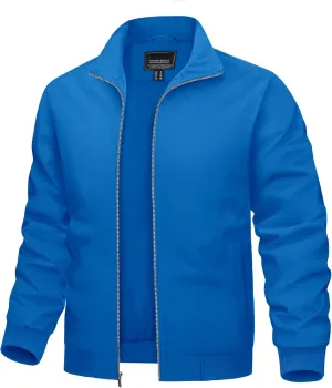 TACVASEN Men's Bomber Jacket Lightweight Casual Windproof Running Spring Windbreaker Sportswear Outerwear