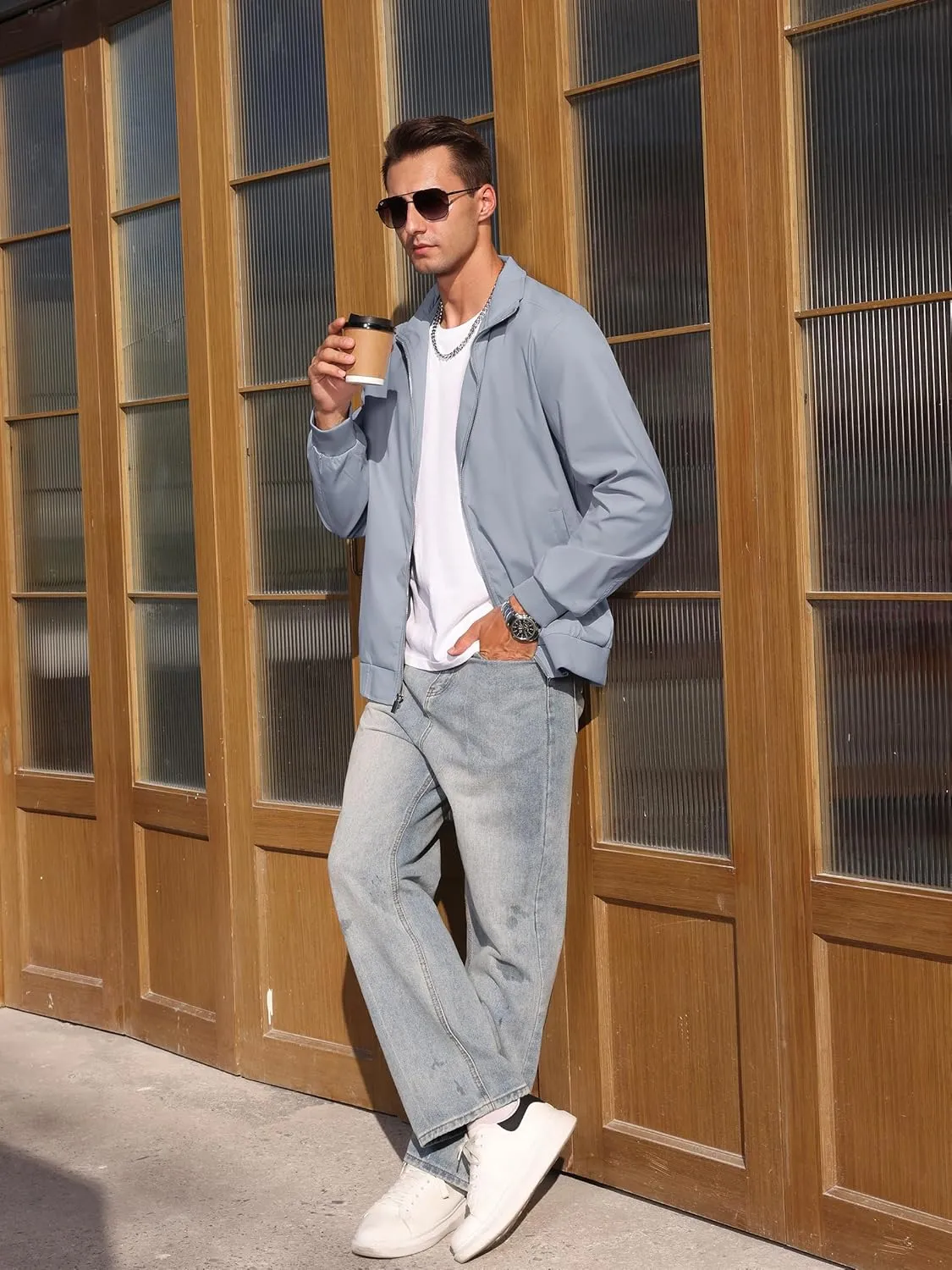 TACVASEN Men's Bomber Jacket Lightweight Casual Windproof Running Spring Windbreaker Sportswear Outerwear